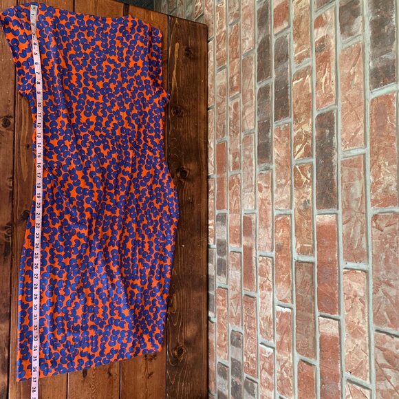 Diane Von Furstenberg Amberlin Orange Blue Print Belted Women's Size 8 Dress - Picture 10 of 15